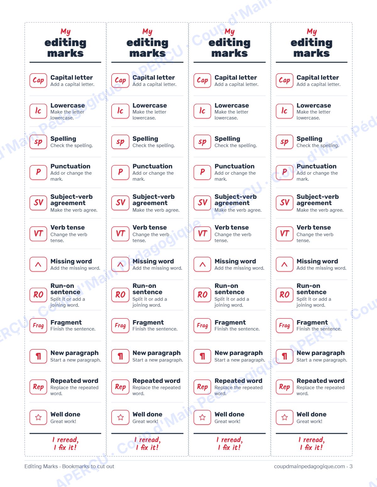 Page 3 — Marques de correction (anglais) — gratuit