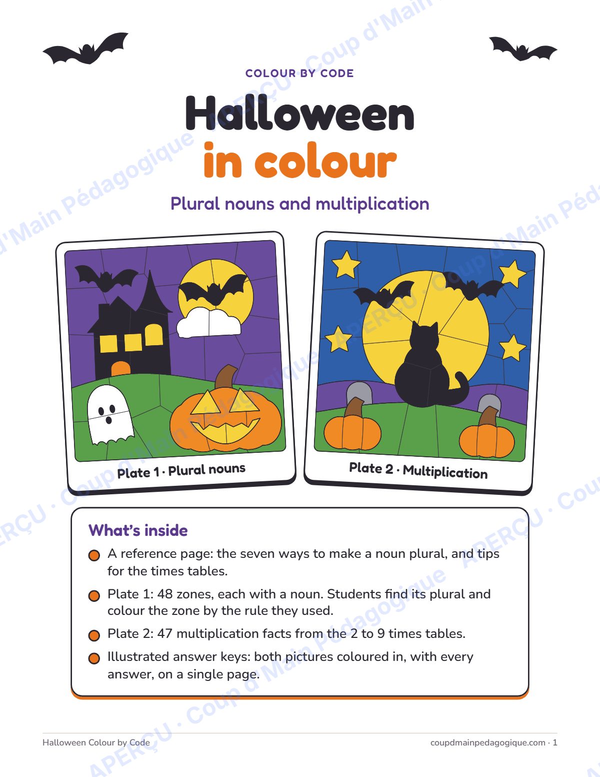 Page 1 — Coloriage magique d'Halloween (anglais) — gratuit