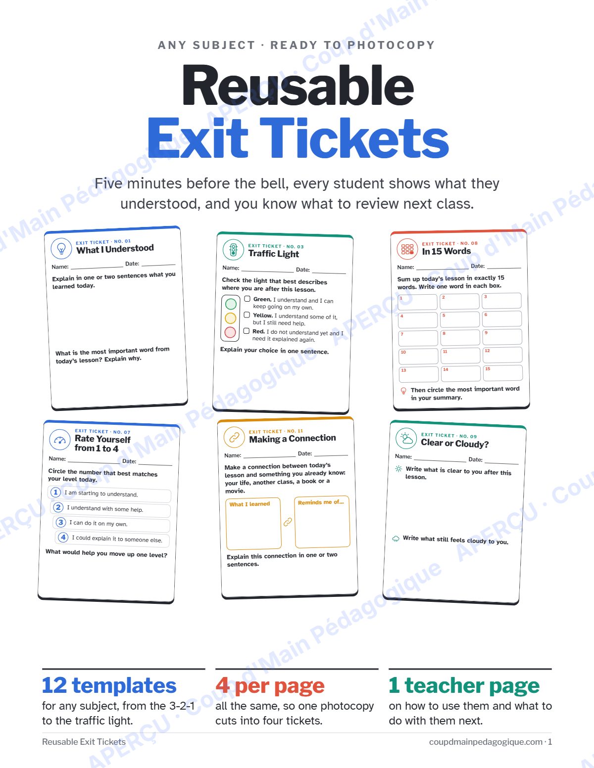 Page 1 — Billets de sortie (anglais) — gratuit