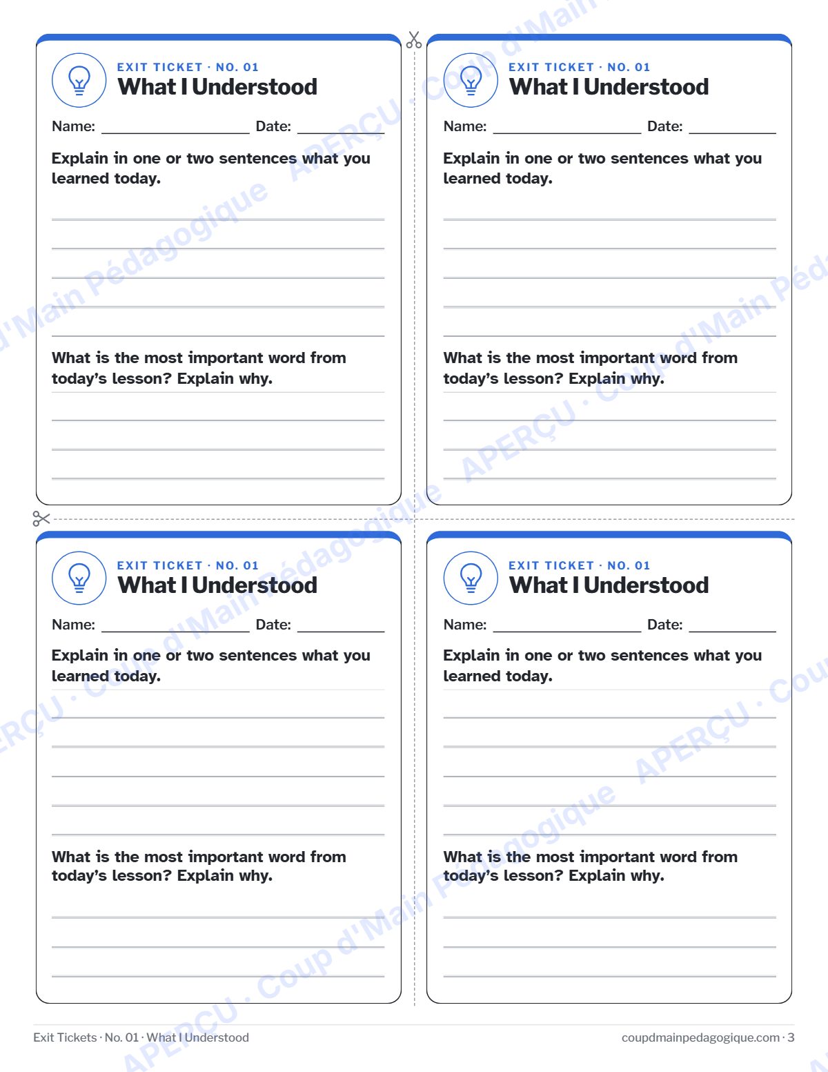 Page 3 — Billets de sortie (anglais) — gratuit