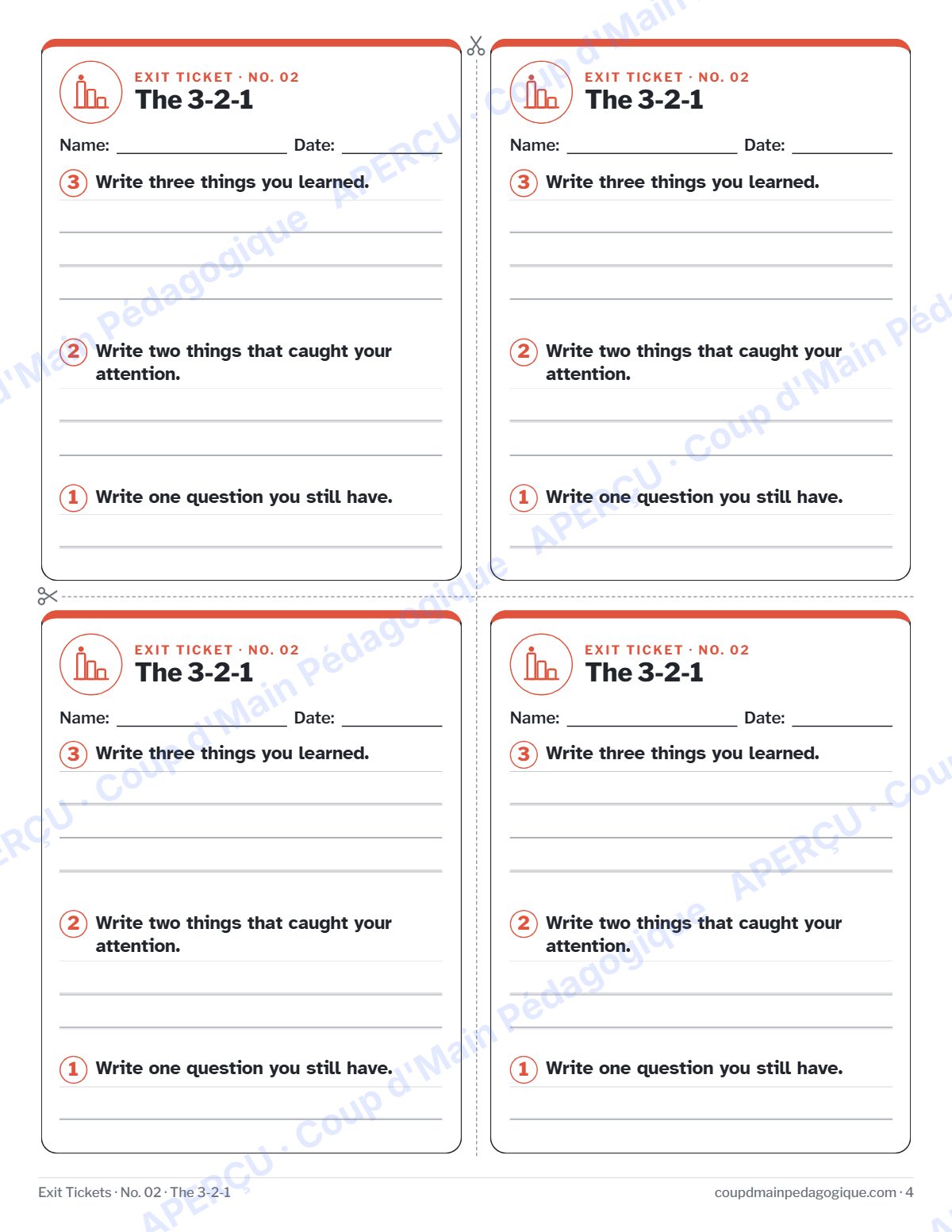 Page 4 — Billets de sortie (anglais) — gratuit