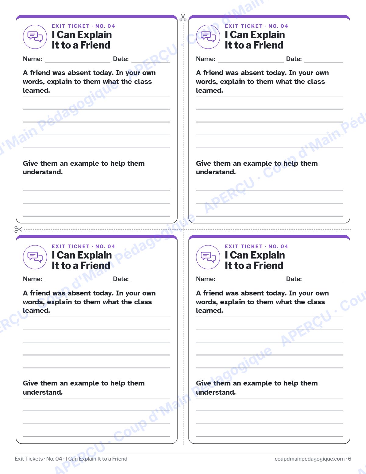 Page 6 — Billets de sortie (anglais) — gratuit