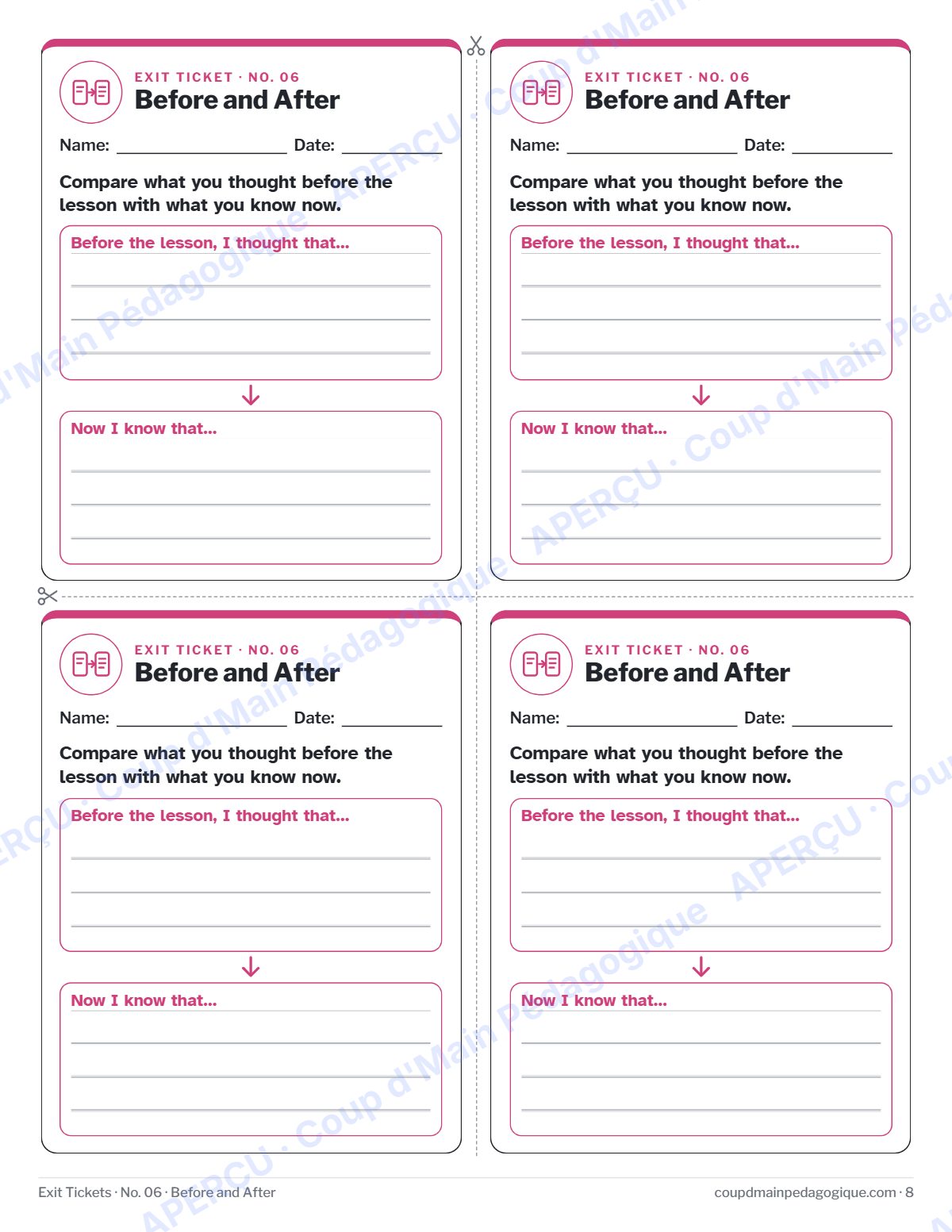 Page 8 — Billets de sortie (anglais) — gratuit
