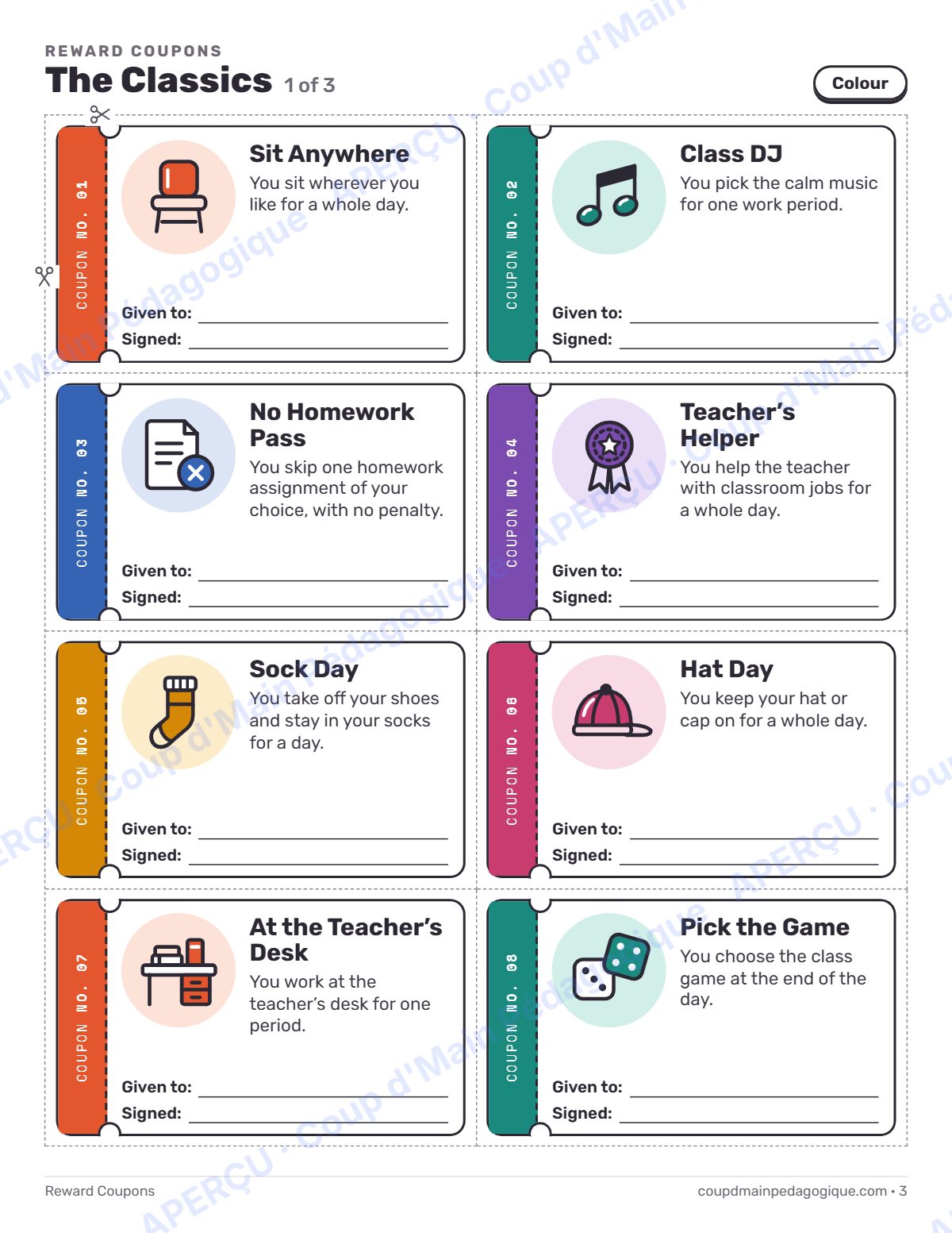 Page 3 — Coupons de récompense (anglais) — gratuit