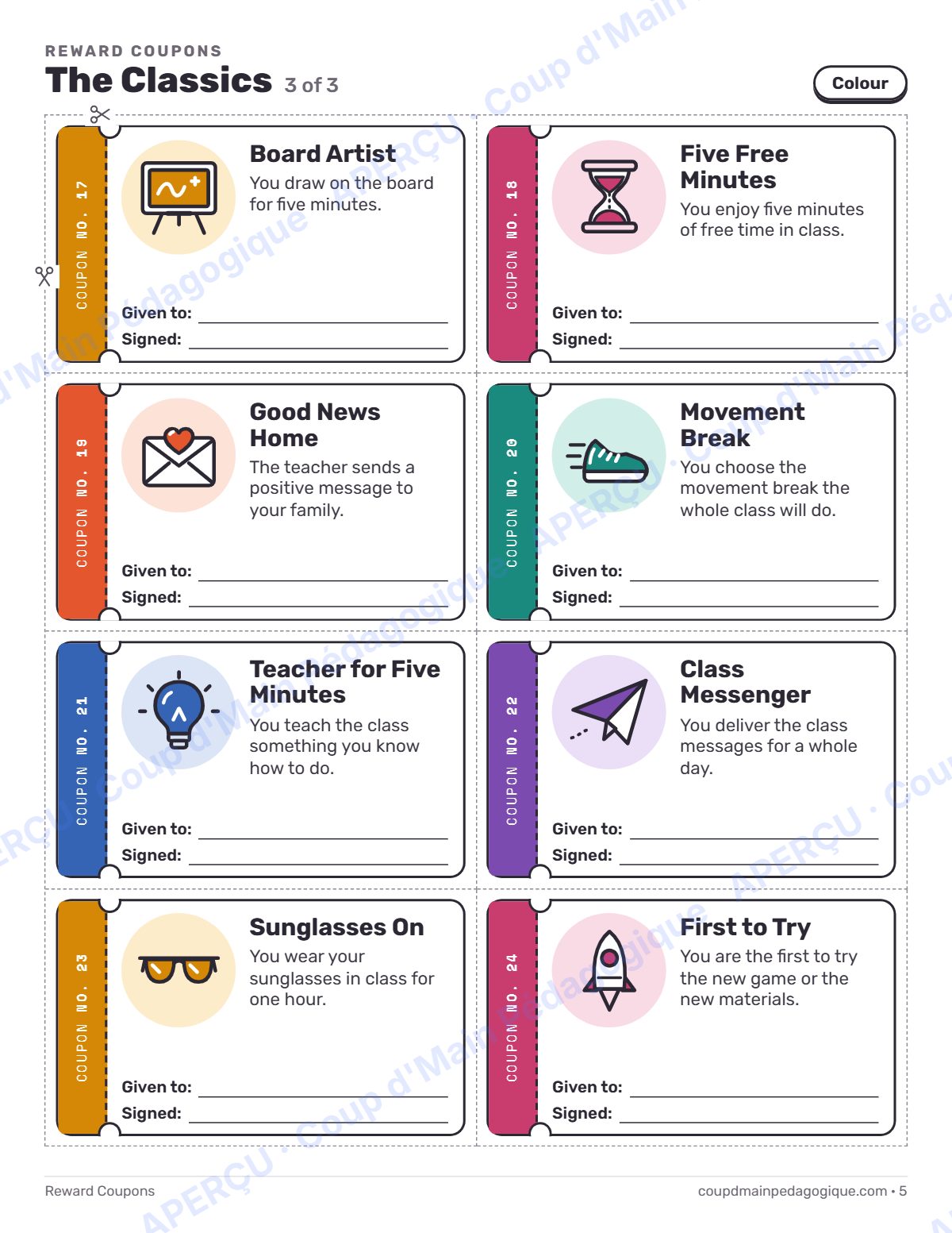 Page 5 — Coupons de récompense (anglais) — gratuit