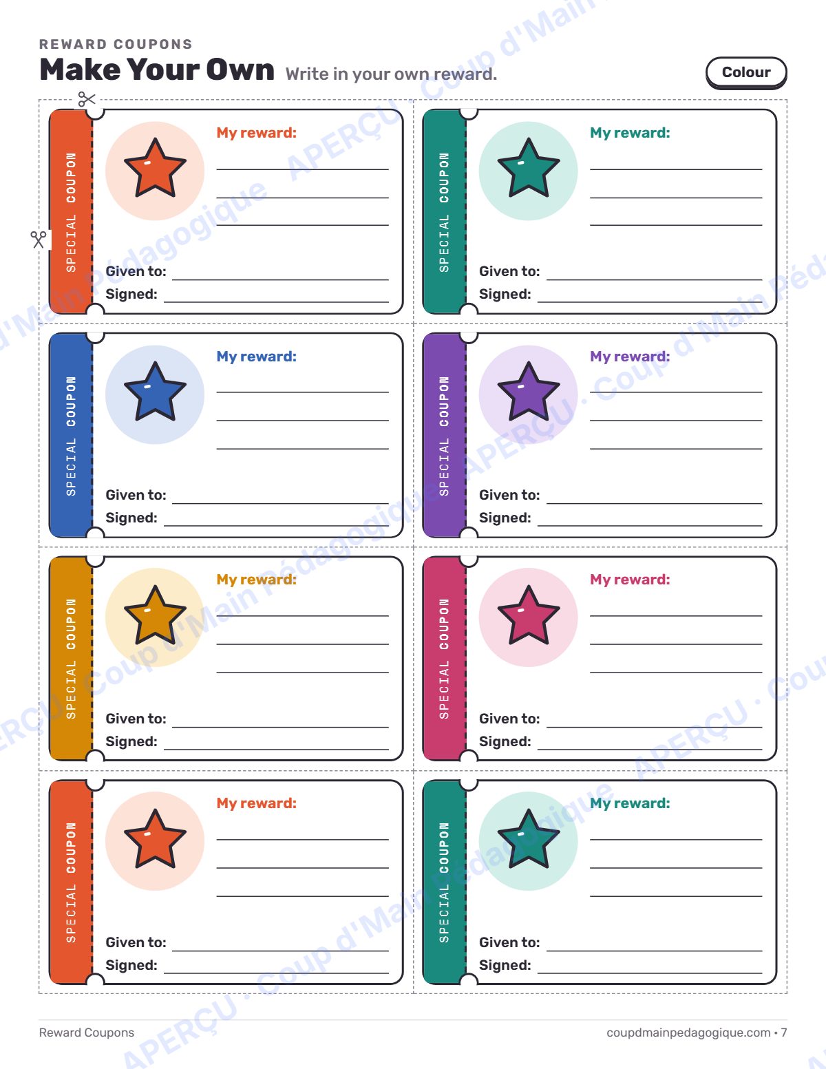 Page 7 — Coupons de récompense (anglais) — gratuit