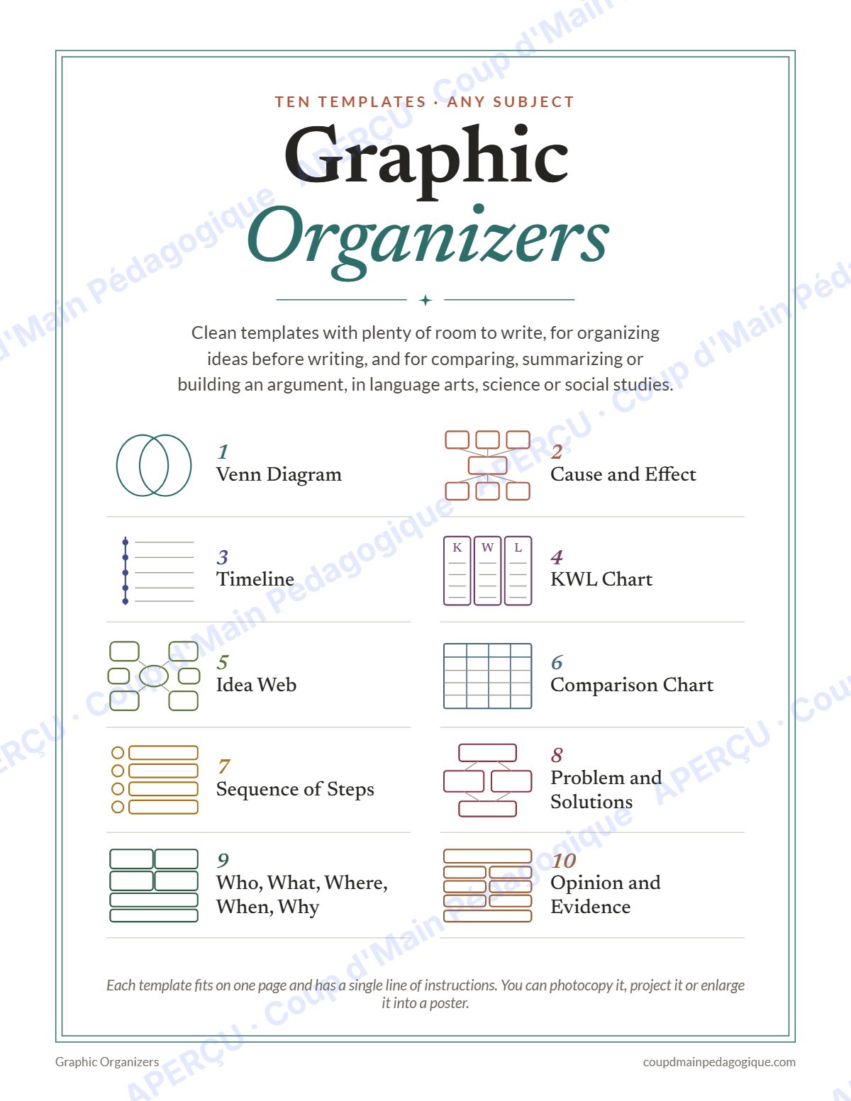 Page 1 — Organisateurs graphiques (anglais) — gratuit