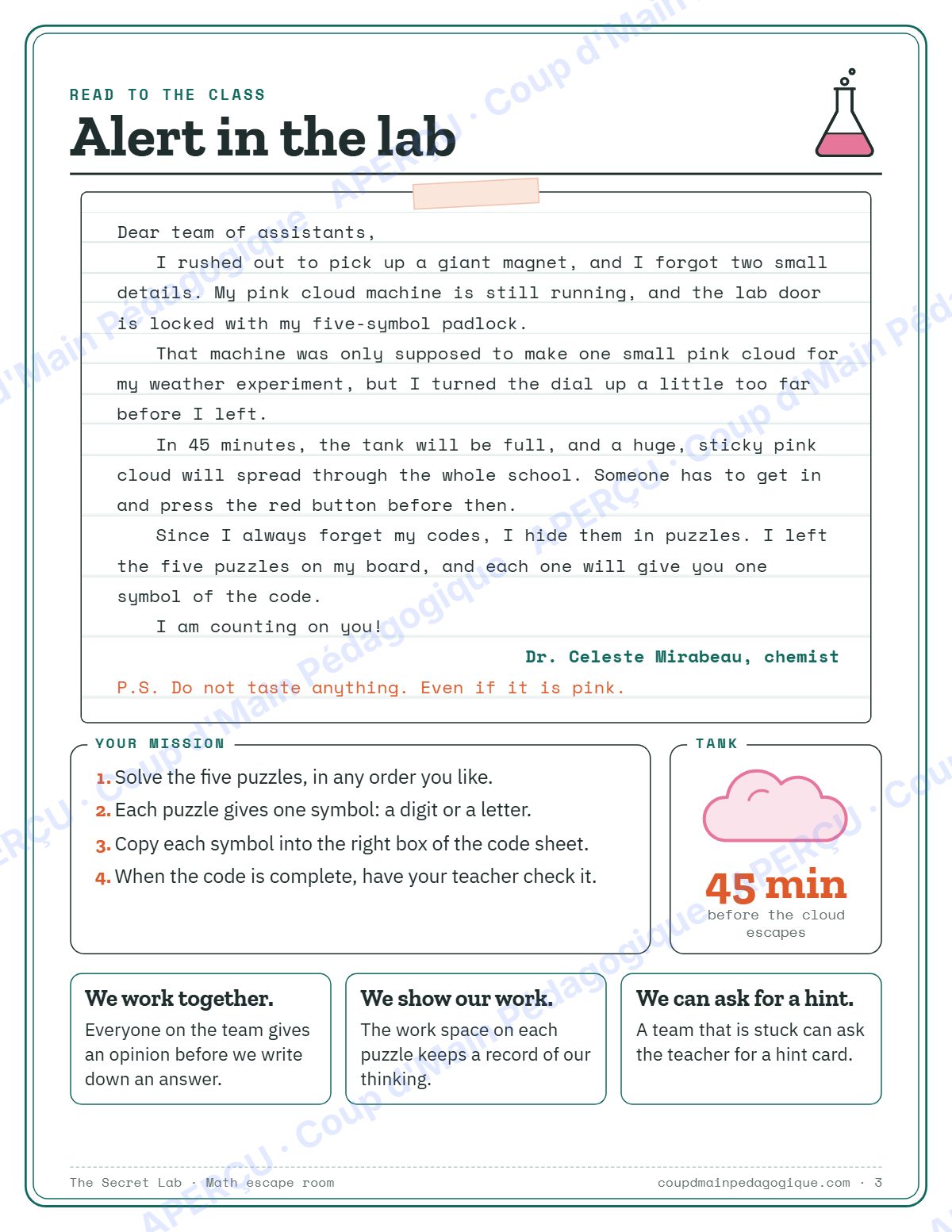 Page 3 — Jeu d'évasion en maths (anglais) — gratuit