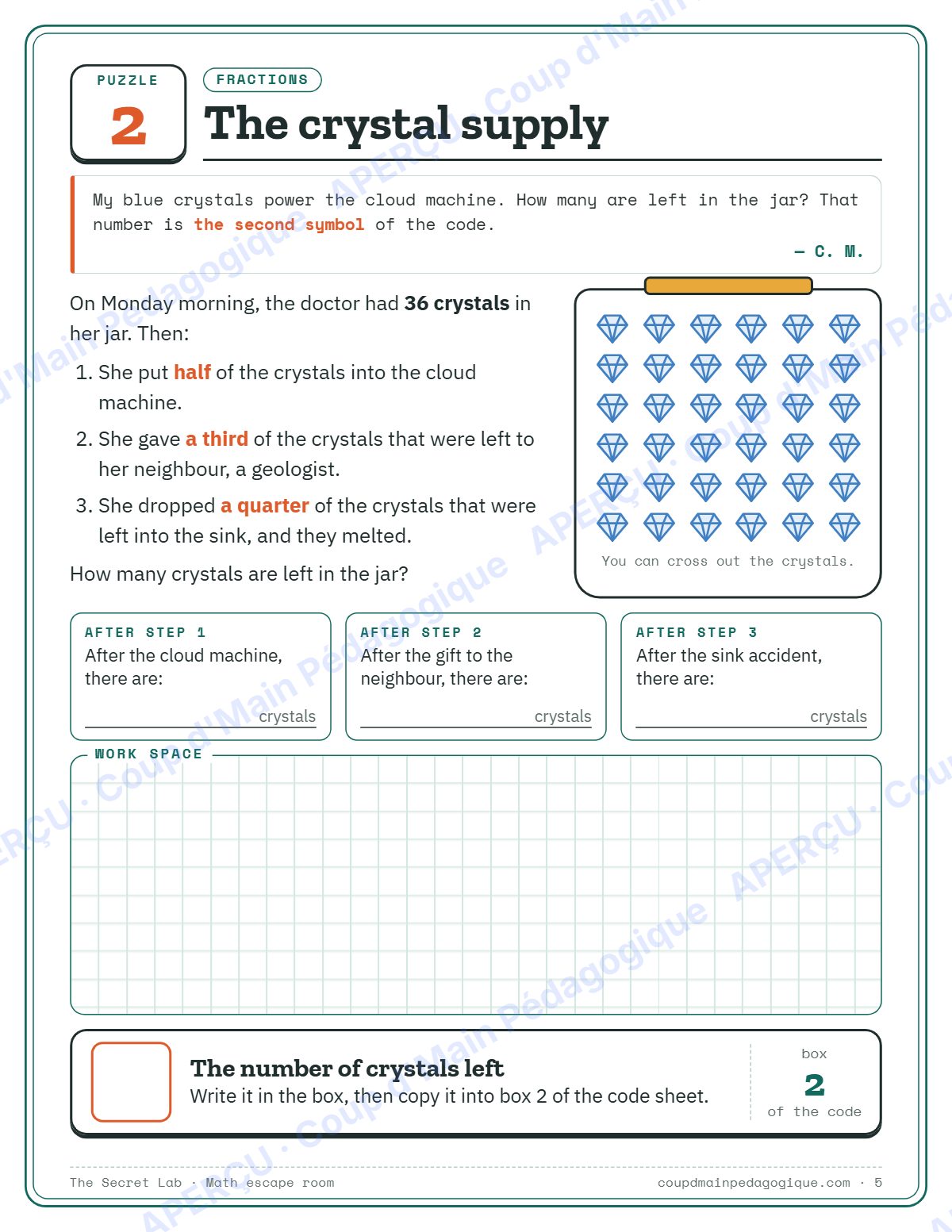 Page 5 — Jeu d'évasion en maths (anglais) — gratuit