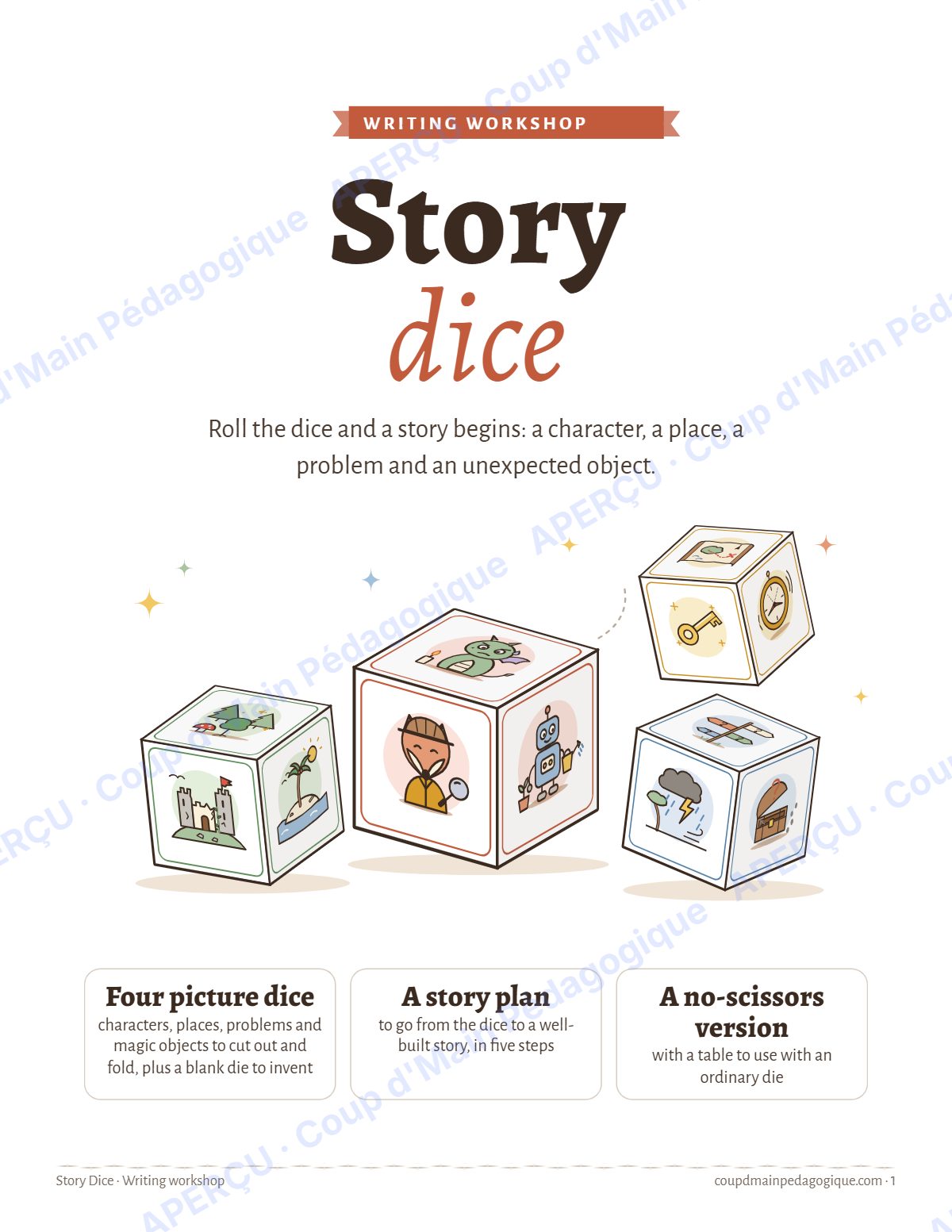 Page 1 — Dés à histoires (anglais) — gratuit