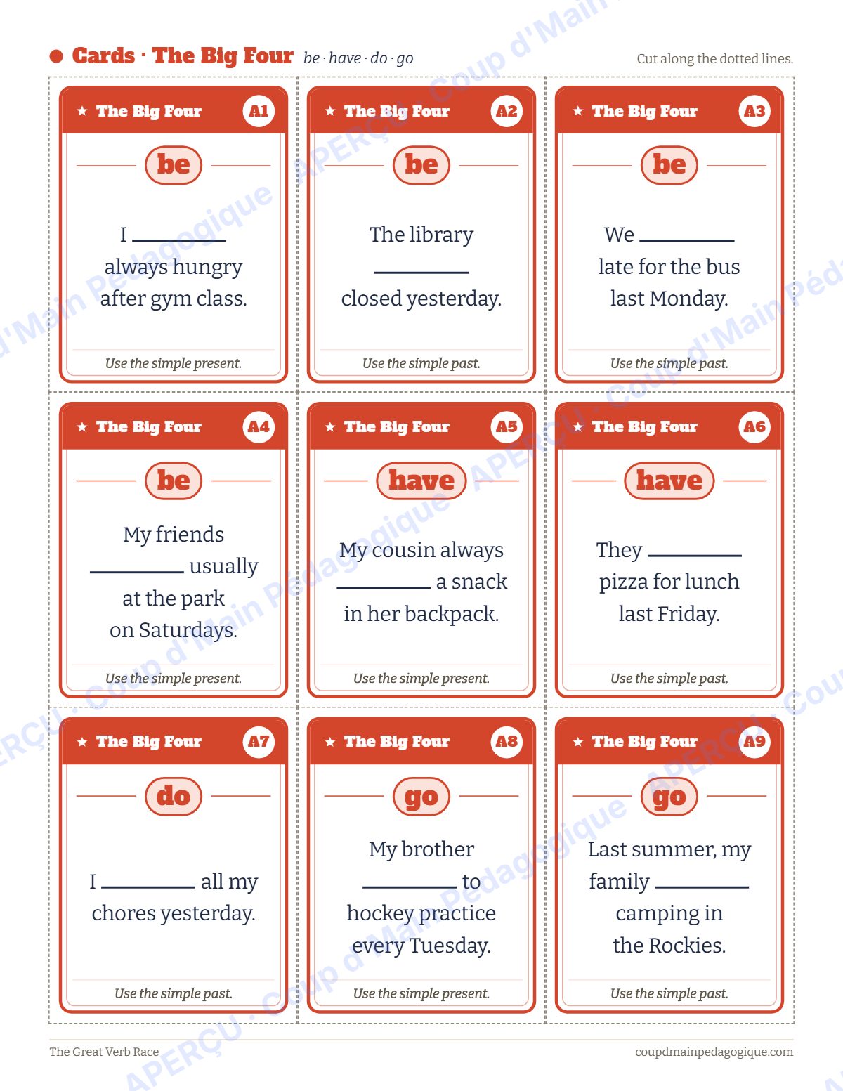 Page 4 — Jeu de plateau des verbes (anglais) — gratuit