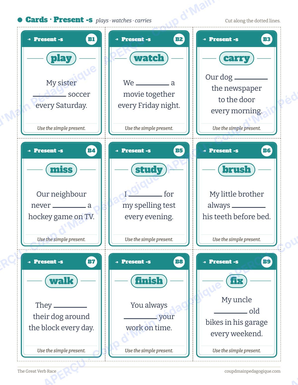 Page 5 — Jeu de plateau des verbes (anglais) — gratuit