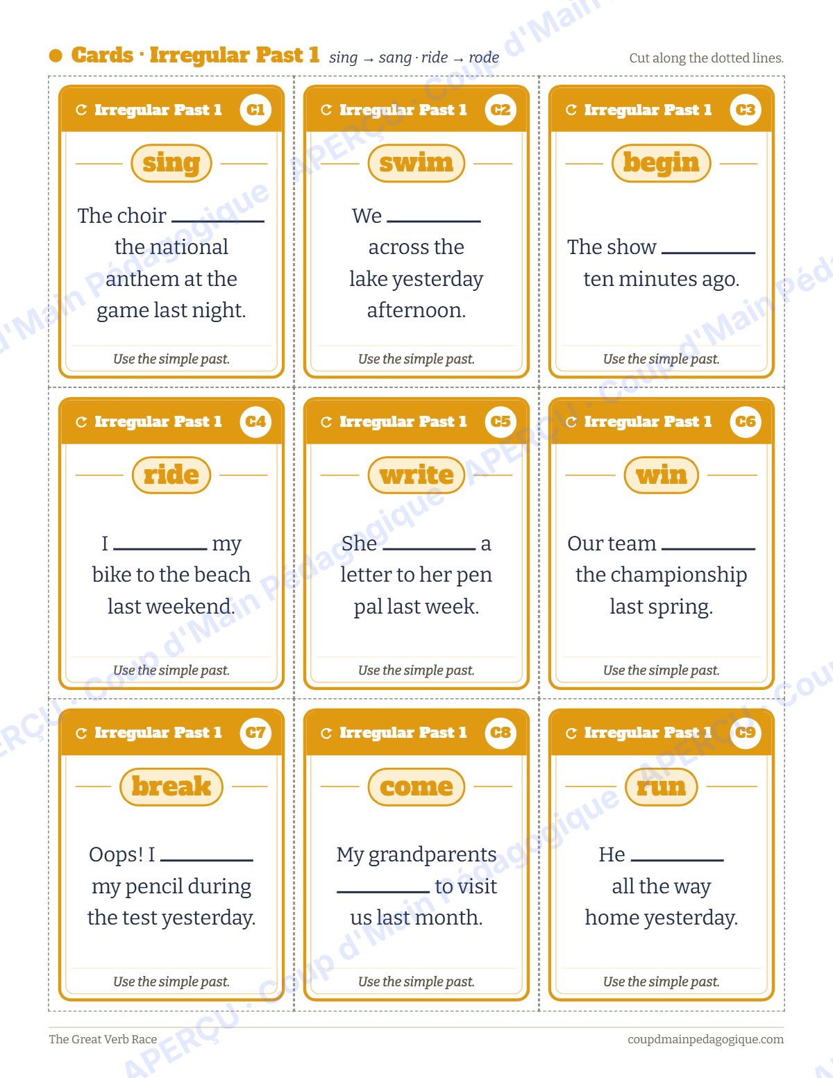 Page 6 — Jeu de plateau des verbes (anglais) — gratuit
