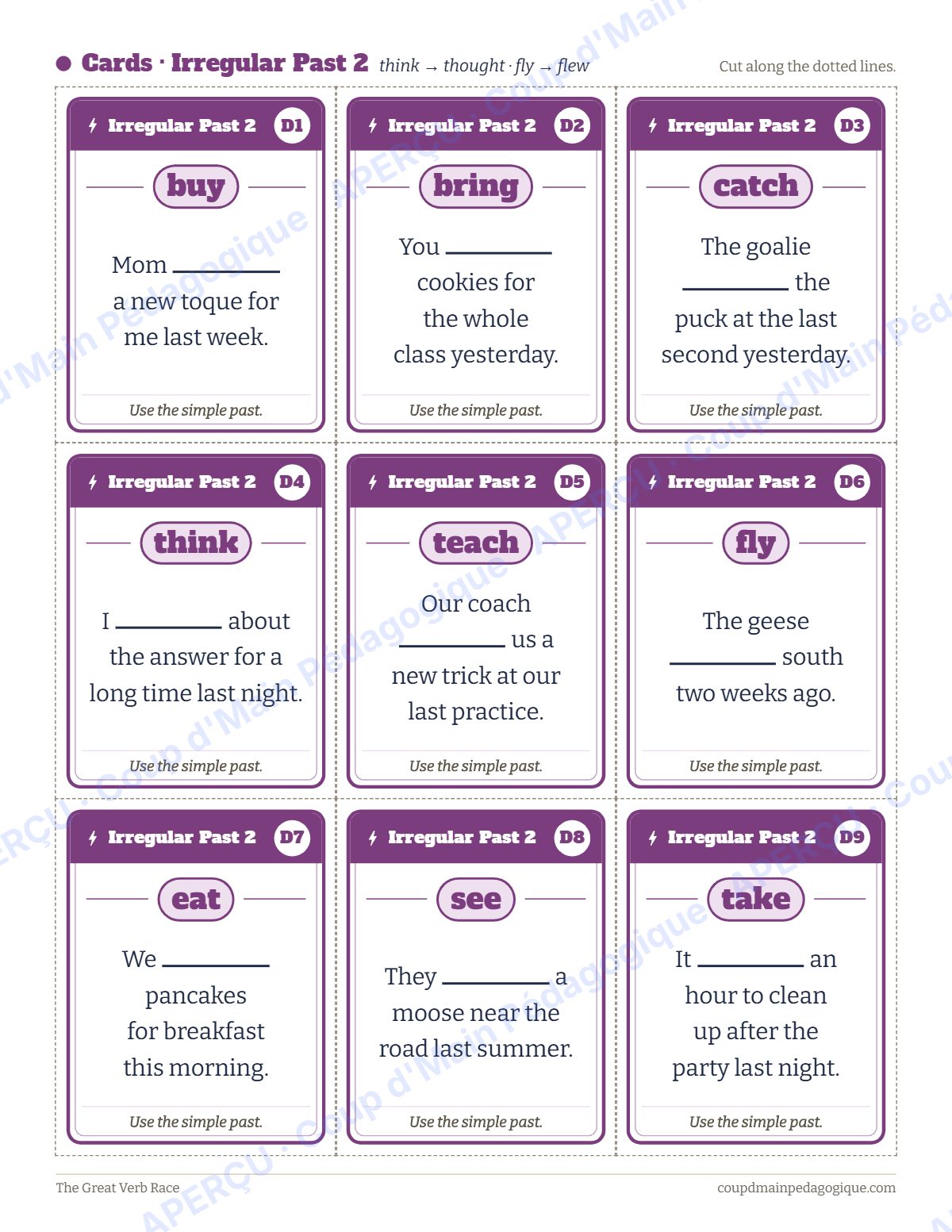 Page 7 — Jeu de plateau des verbes (anglais) — gratuit