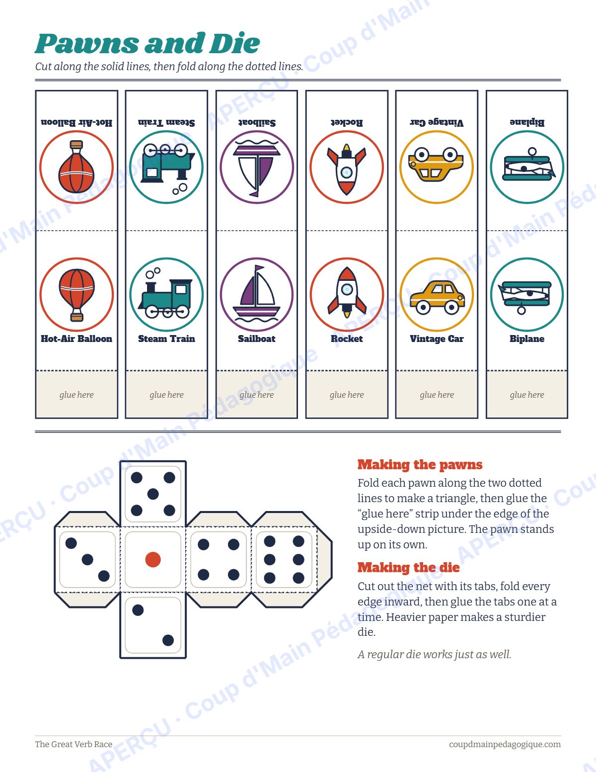 Page 8 — Jeu de plateau des verbes (anglais) — gratuit