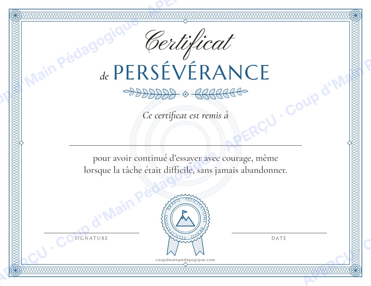 Page 2 — Certificats de félicitations — 2e-5e année, classe