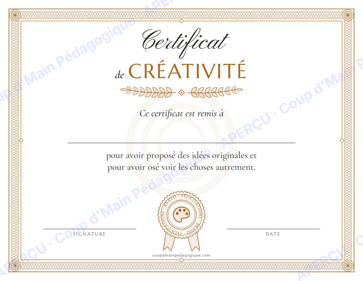 Page 5 — Certificats de félicitations — 2e-5e année, classe