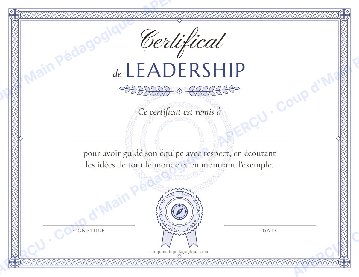 Page 6 — Certificats de félicitations — 2e-5e année, classe