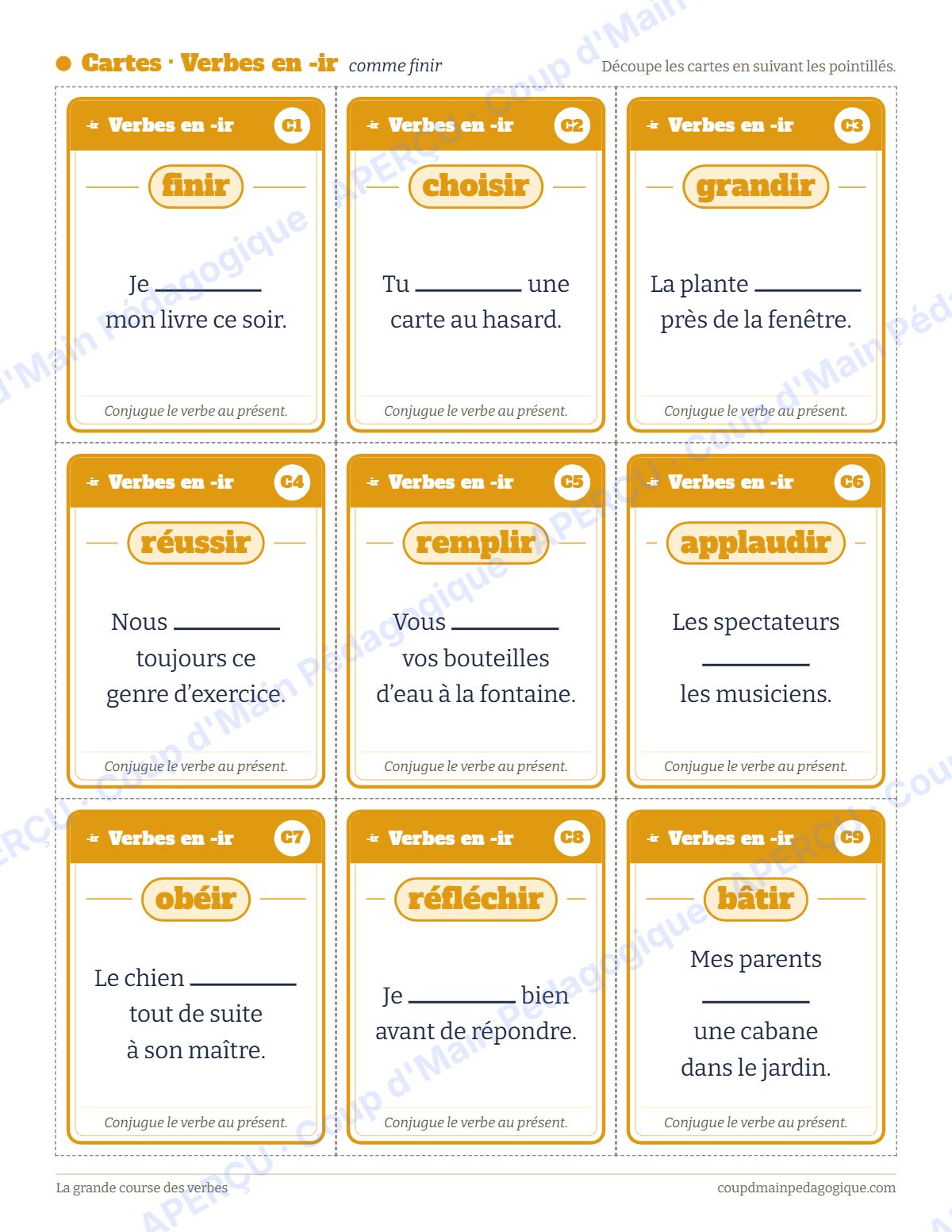 Page 6 — Jeu de la conjugaison au présent — 3e-6e année, jeux