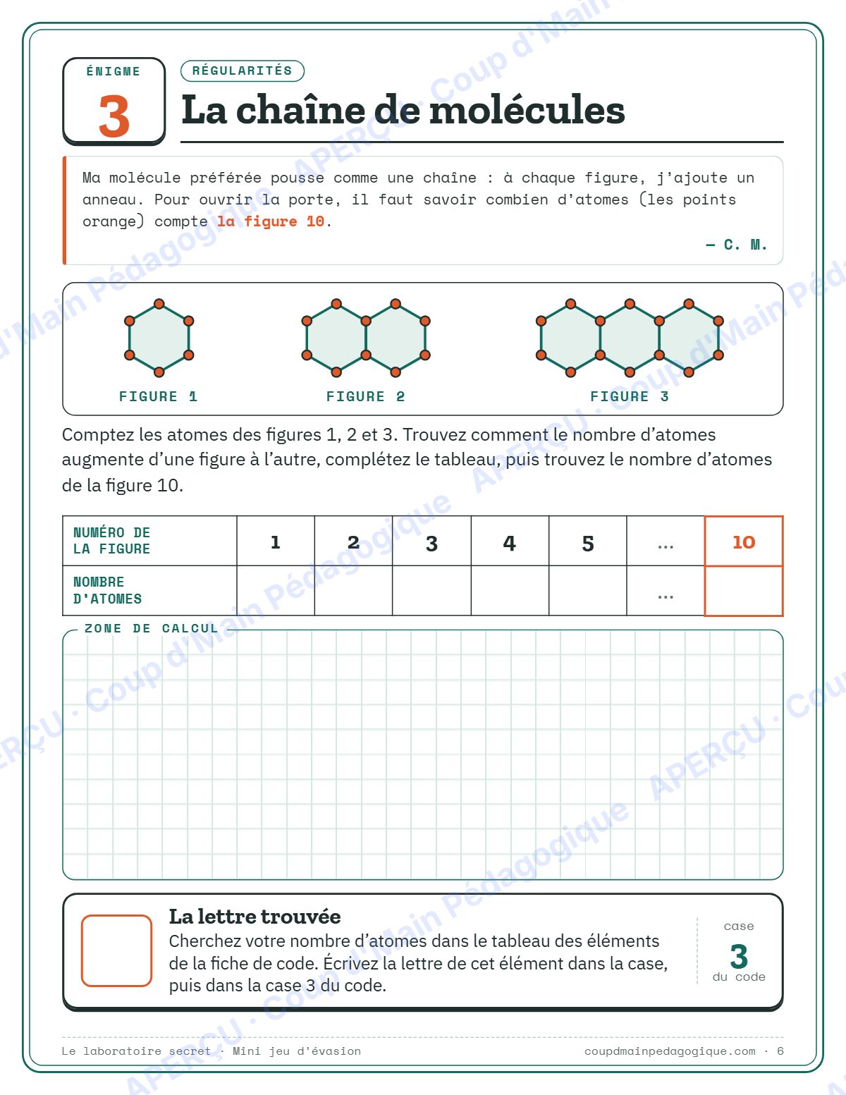 Page 6 — Mini jeu d'évasion en maths — 4e-6e année, jeux