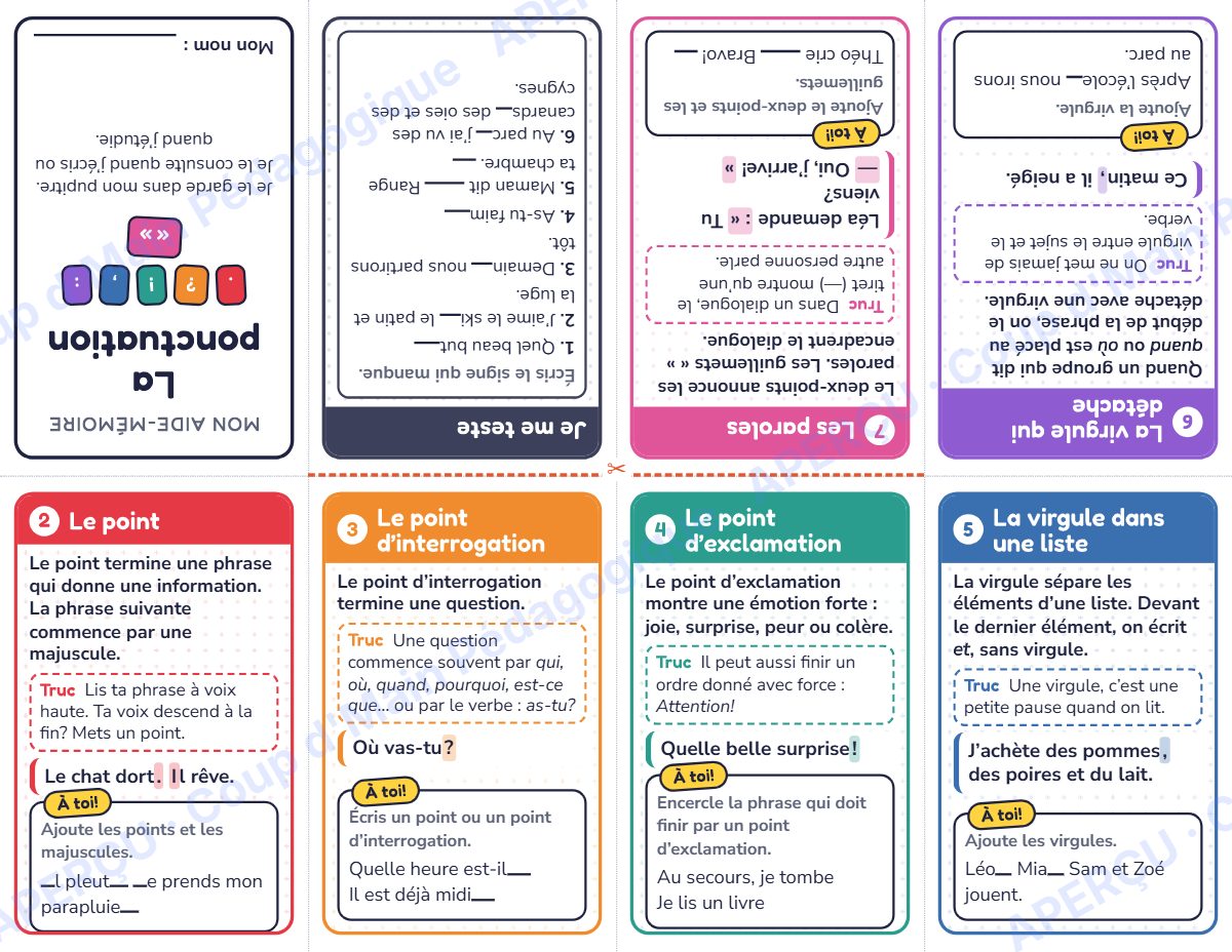 Page 2 — Mini-livre de la ponctuation — 4e-6e année, aide-mémoire
