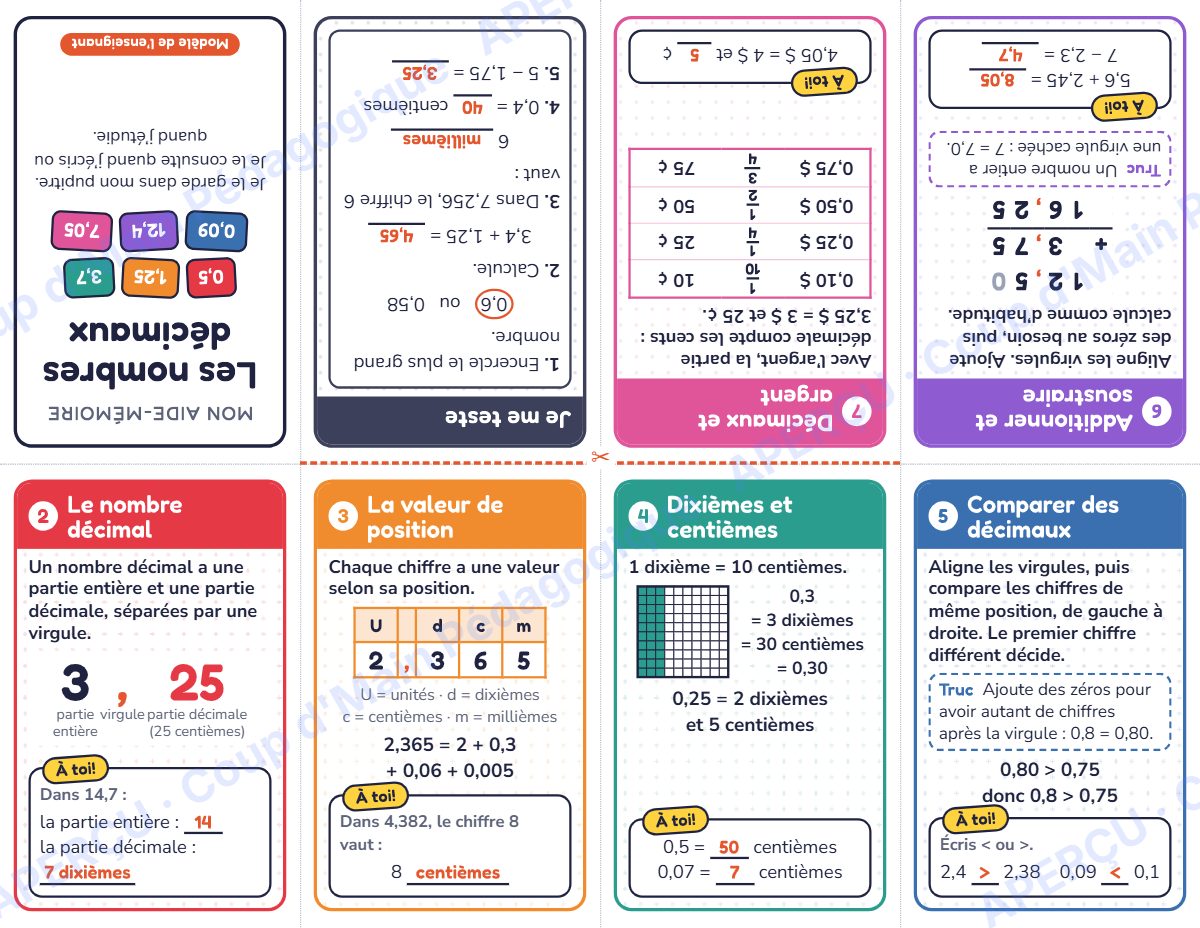 Page 3 — Mini-livre des nombres décimaux — 5e-6e année, maths