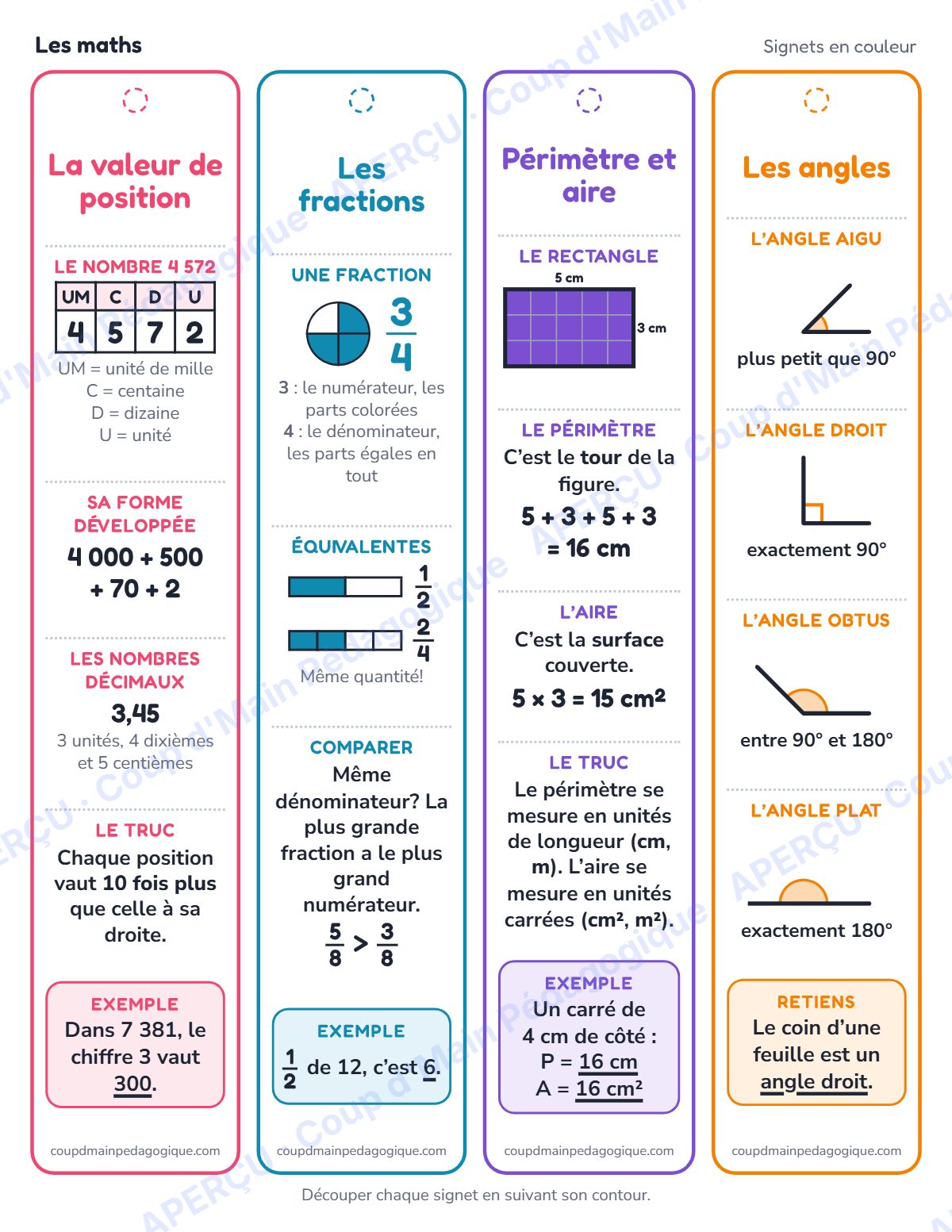 Page 1 — Signets de maths — 3e-6e année, aide-mémoire