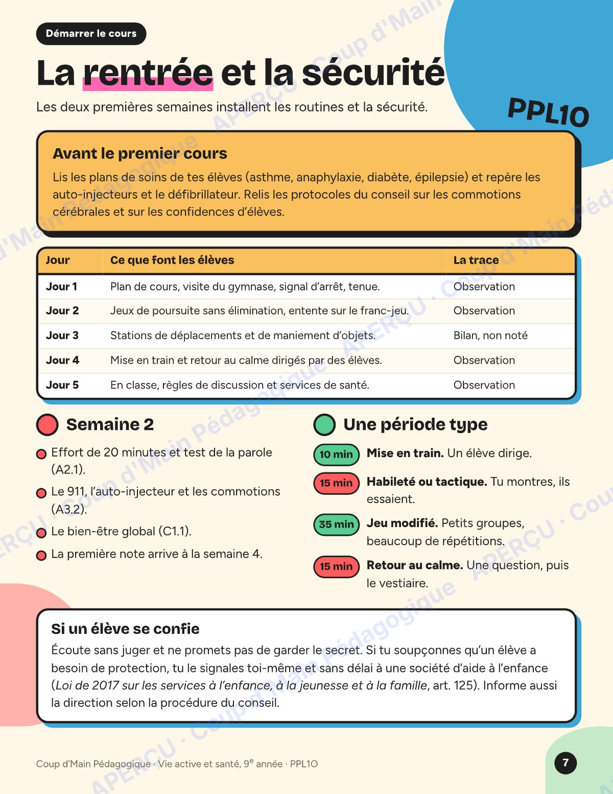 Page 7 — Planification PPL1O Vie active et santé — 9e année