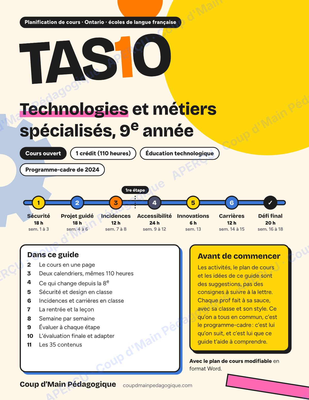 Page 1 — Planification TAS1O Technologies — 9e année