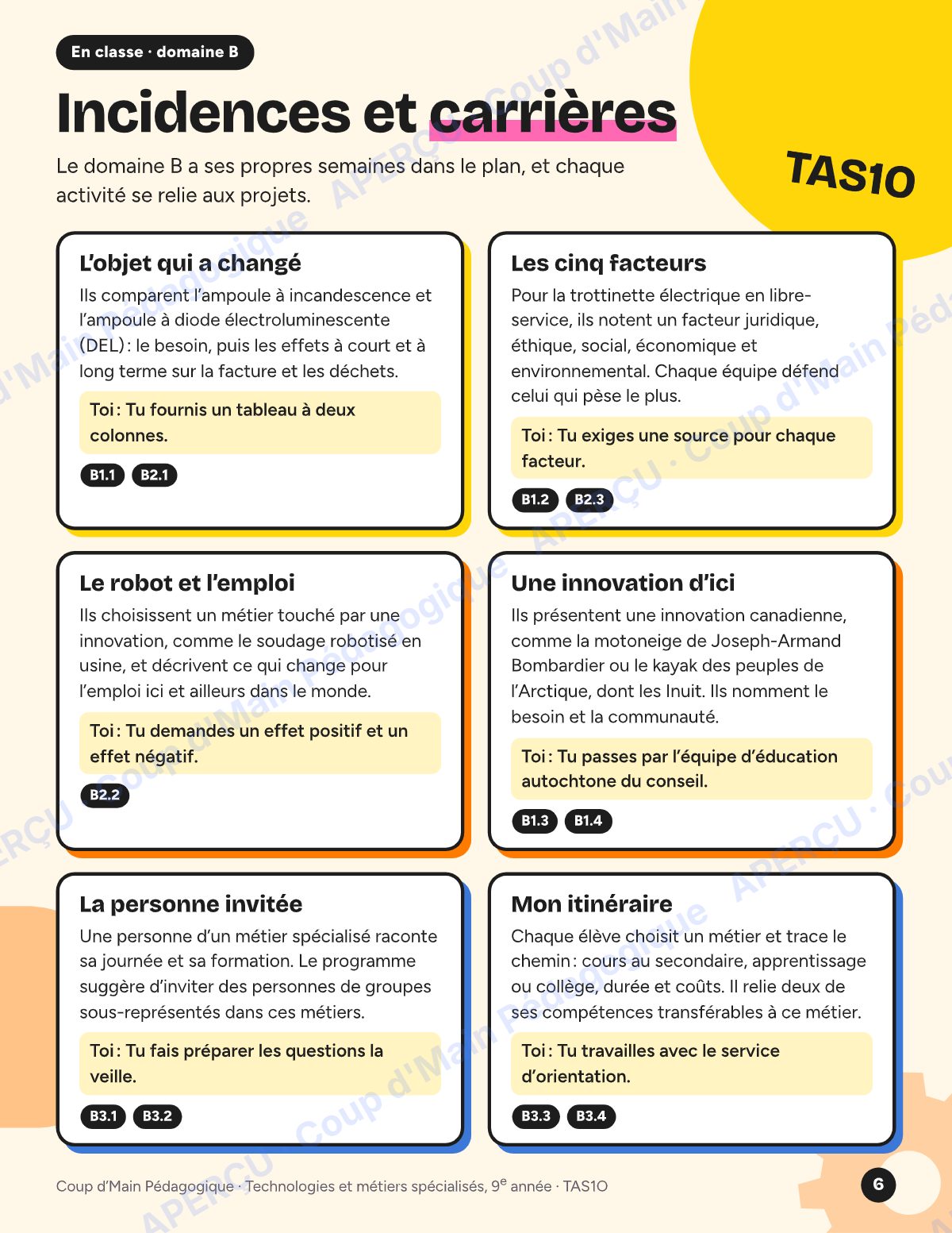 Page 6 — Planification TAS1O Technologies — 9e année