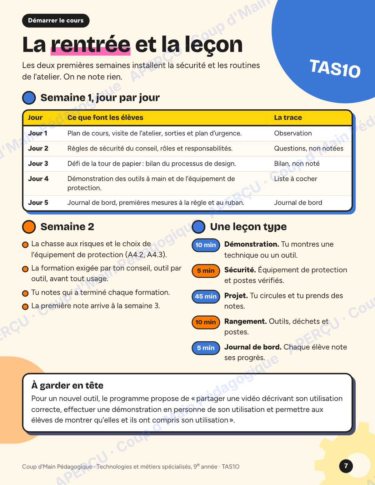 Page 7 — Planification TAS1O Technologies — 9e année