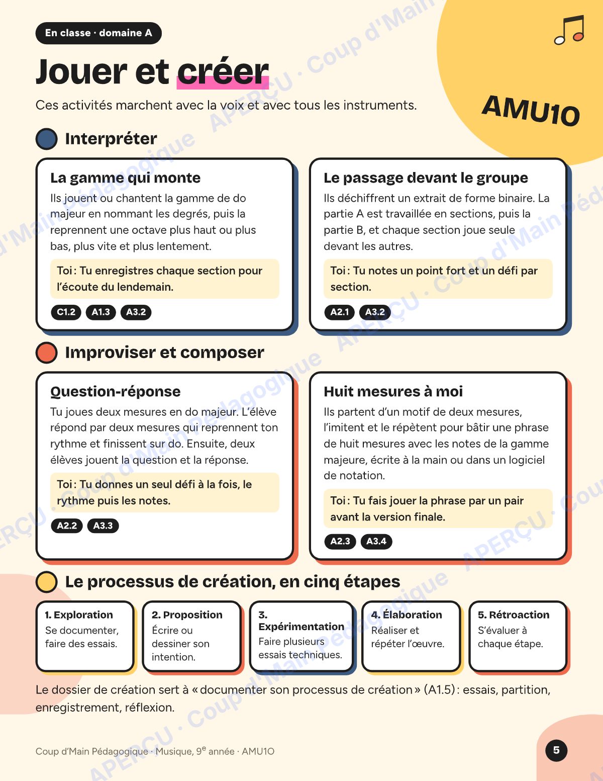 Page 5 — Planification AMU1O Musique — 9e année