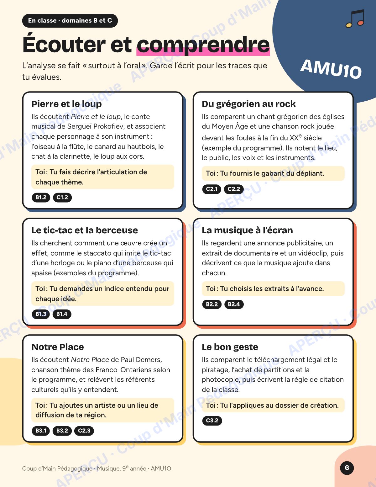 Page 6 — Planification AMU1O Musique — 9e année