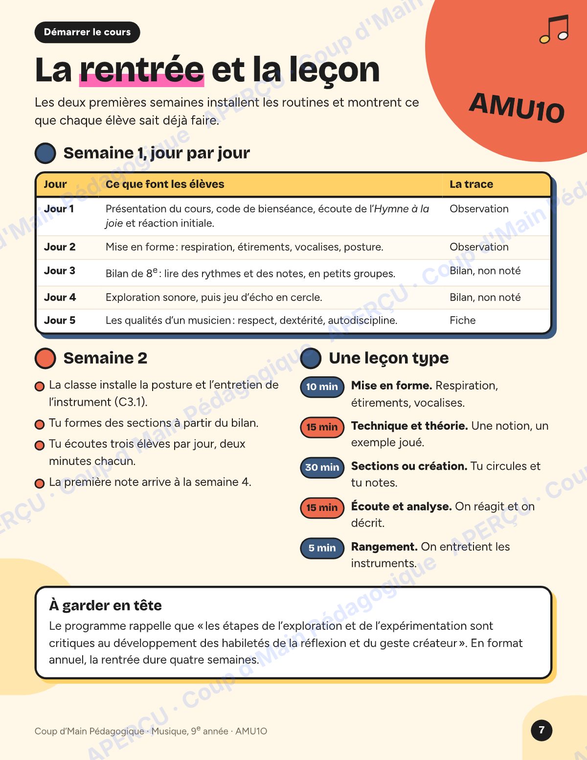 Page 7 — Planification AMU1O Musique — 9e année
