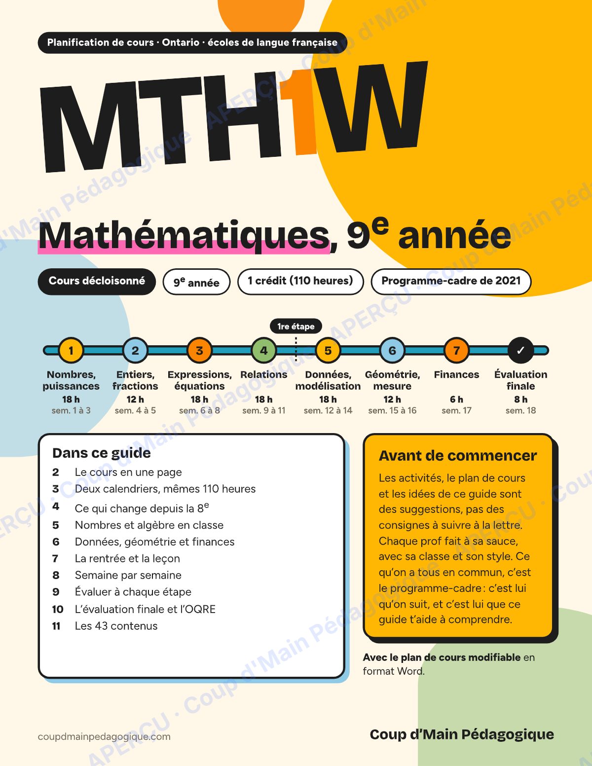 Page 4 — Planifications de cours 9e année — 17 cours